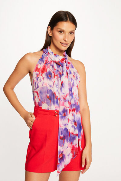 Sleeveless blouse floral print multico ladies'