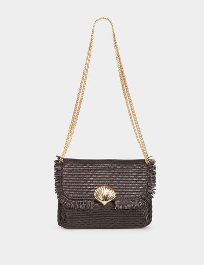 Crossbody bag with clasp dark brown women