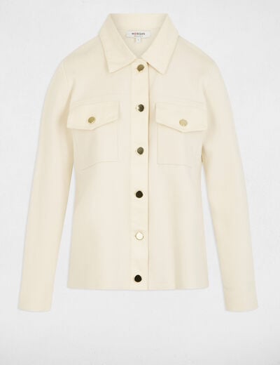 Cropped sweater with turned-down collar ivory women