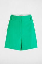 Loose shorts with buttons emerald green women