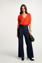 Jumper 3/4-length sleeves dark orange women