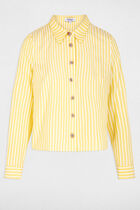 Cropped striped shirt light yellow women
