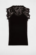 Vest top with wide lace straps black women