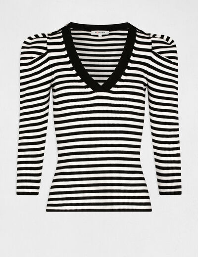 3/4-length sleeved jumper with stripes black ladies'
