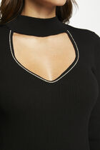 Robe pull ajustée à ouverture noir femme