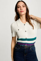 Cardigan lapel collar multicolor women