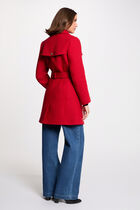 Belted long coat red women