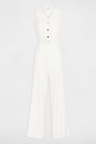 Wide-leg jumpsuit with V-neck white women