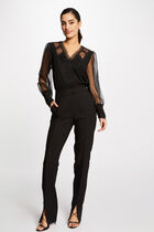 Long-sleeved t-shirt with dobby spot black women