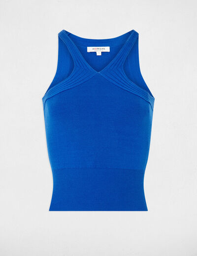 Knitted top with straps electric blue women