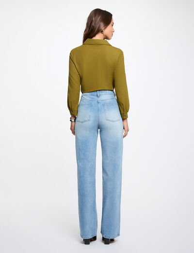Tied shirt with notched collar women