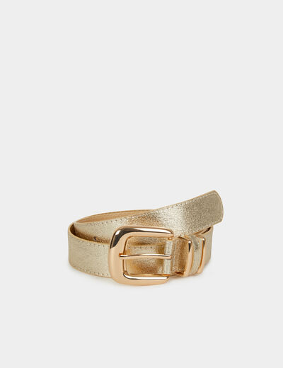 Thin faux leather belt gold yellow women