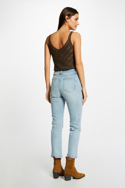 Jumper vest top with metal ornaments khaki green ladies'