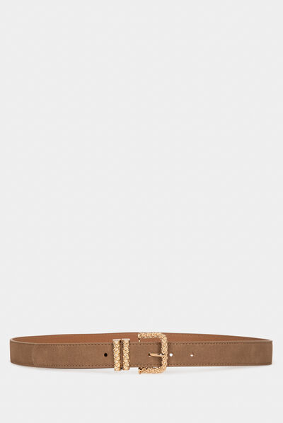 Belt with twin keepers chestnut brown ladies'