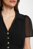 Top short sleeves and pleats black women