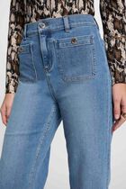 Pantalon jambe large 7/8ème denim stone femme