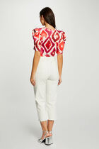 Printed top short sleeves multicolored women