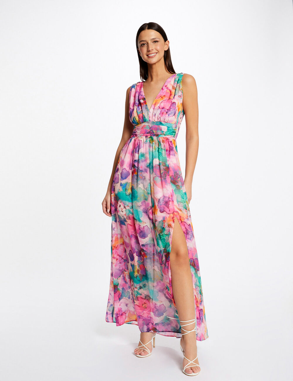 Robe longue cintrée imprimé floral multico femme