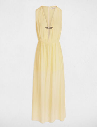 Maxi straight dress pastel yellow women