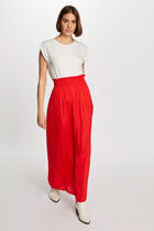 Flowy long skirt with elastic waist dark orange women