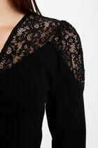 Long-sleeved jumper with lace black women