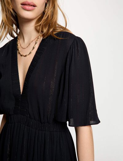 Long dress with v-neck navy blue women