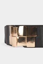 Elasticised belt with buckles black women