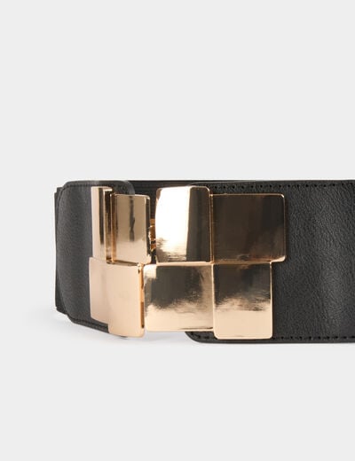 Elasticised belt with buckles black women