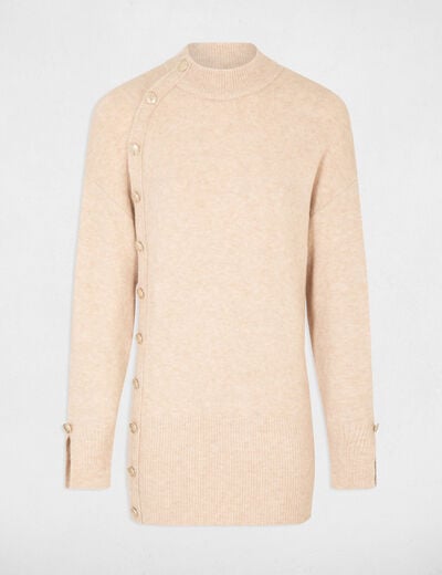 Mid-length jumper with long sleeves beige women