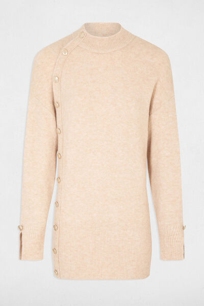 Mid-length jumper with long sleeves beige ladies'