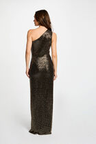 Asymmetrical maxi dress gold women