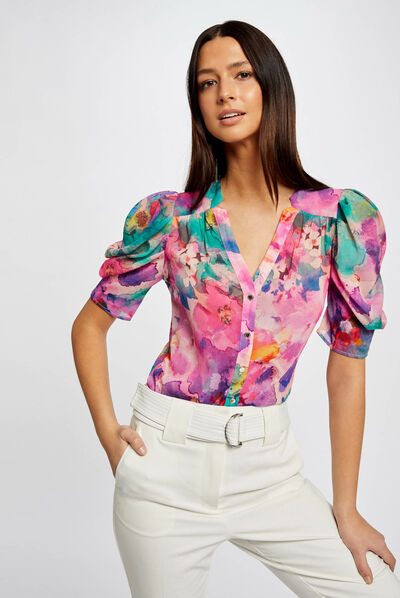 Printed short-sleeved shirt multico ladies'
