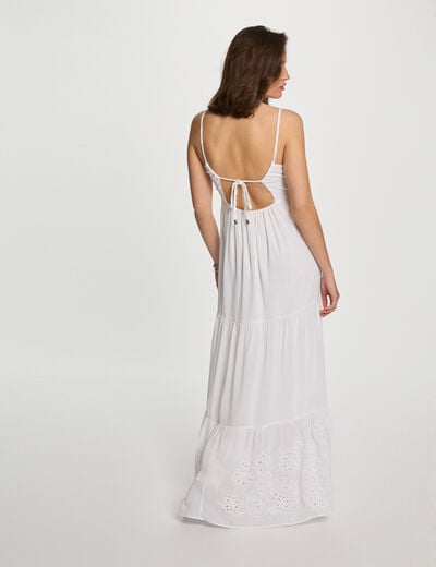 Loose maxi embroidered dress white women