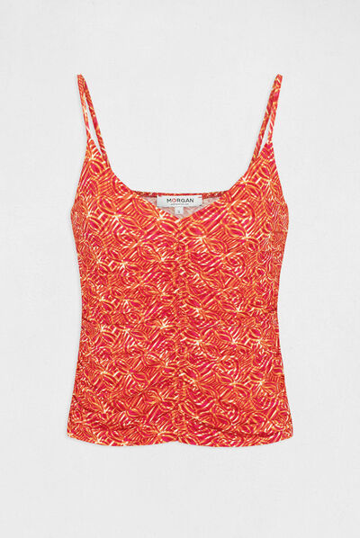 Printed vest top with thin straps orange ladies'