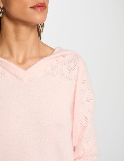 Jumper with hood light pink women