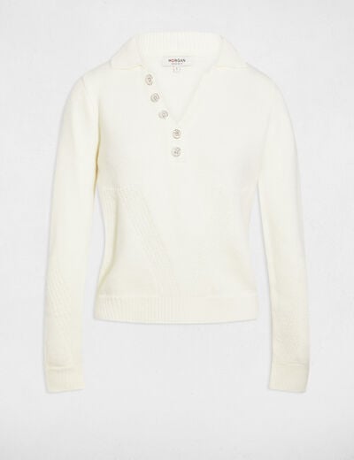 Sweater with a turned-down collar white women