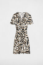 Robe courte col v multicolore femme