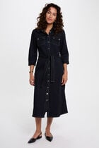 Robe 3/4 boutonnée denim brut femme