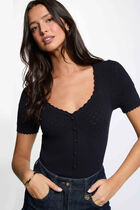 Fitted V-neck sweater navy blue women