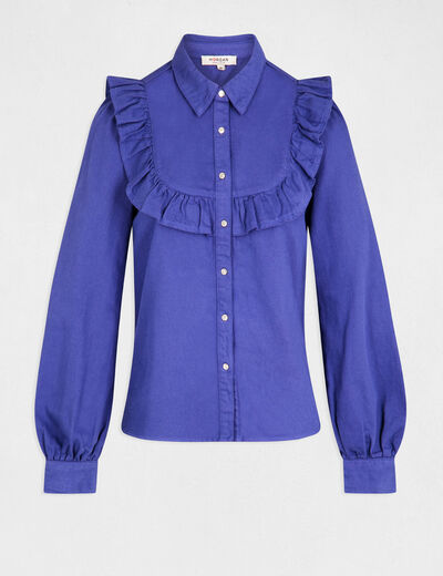 Long-sleeved shirt with ruffles purple women