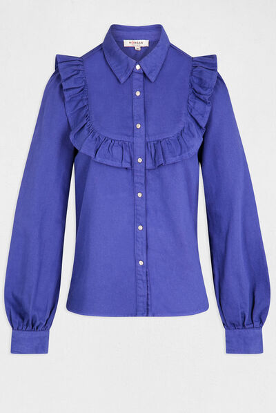 Long-sleeved shirt with ruffles purple ladies'