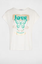 T-shirt with message ecru women