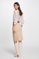 Knee-length pencil skirt light brown women