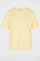 Straight t-shirt with round neck pastel yellow women