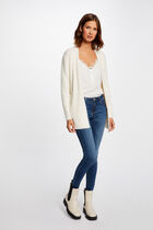 Long cardigan with fluffy knit ivory women