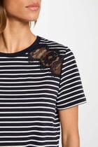 Striped short-sleeved t-shirt navy blue women