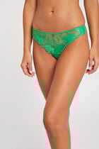 Tanga en dentelle vert femme