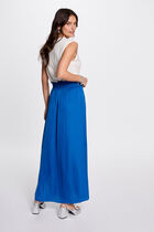 Jupe longue fluide taille élastiquée bleu electrique femme