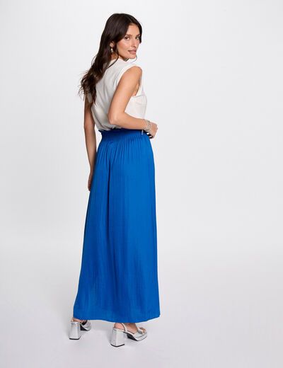 Flowy long skirt with elastic waist electric blue women