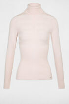 Pull col roulé ajusté rose femme
